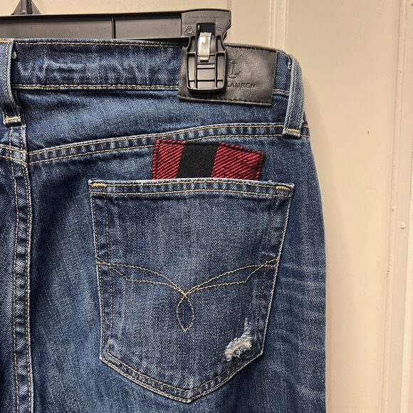 Lauren Ralph Lauren Women's Patchwork Lite Barrel Taper Jeans Sz 6 Festival Boho - Picture 6 of 8